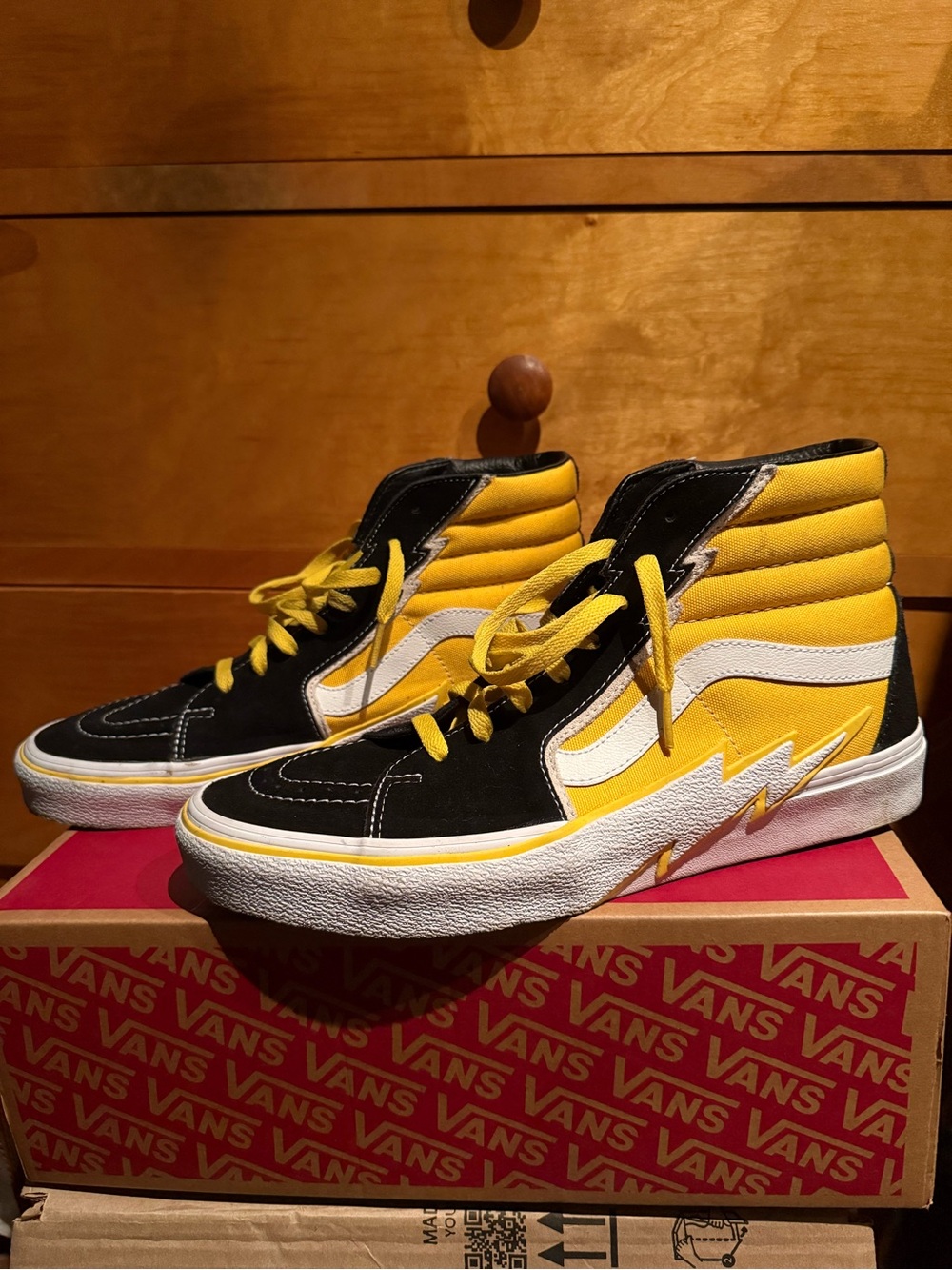 Vans Lightning Bolt Yellow Black White Sk8 Hi Shoes